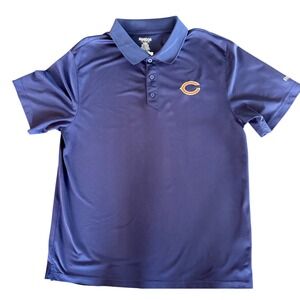 Reebok Chicago Bears Polo Shirt Mens Large Navy Blue PlayDry Embroidered Logo